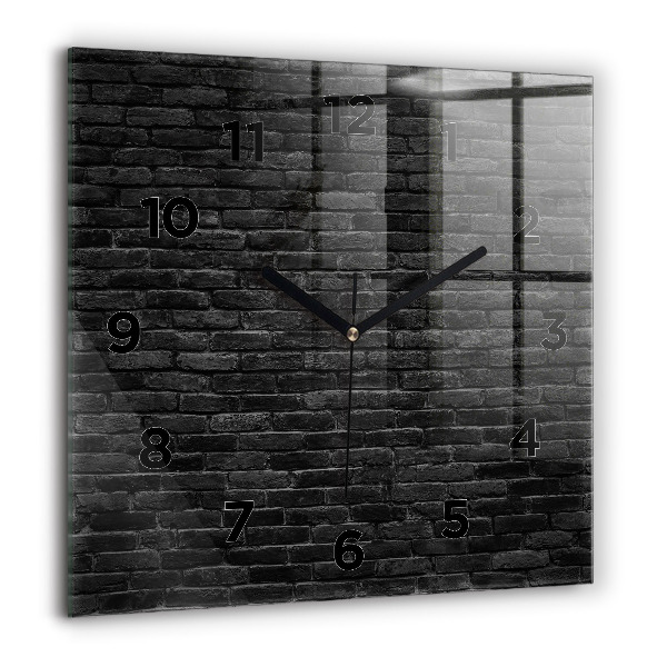 Square wall clock Dark brick wall