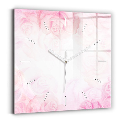 Square wall clock Roses abstract