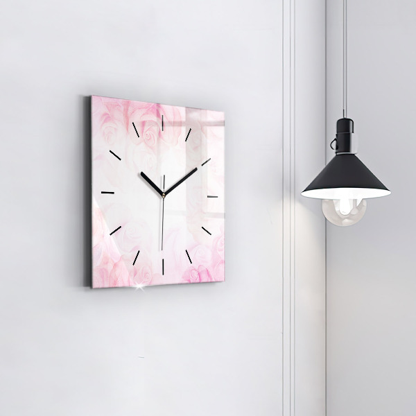 Square wall clock Roses abstract