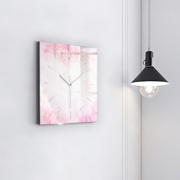Square wall clock Roses abstract