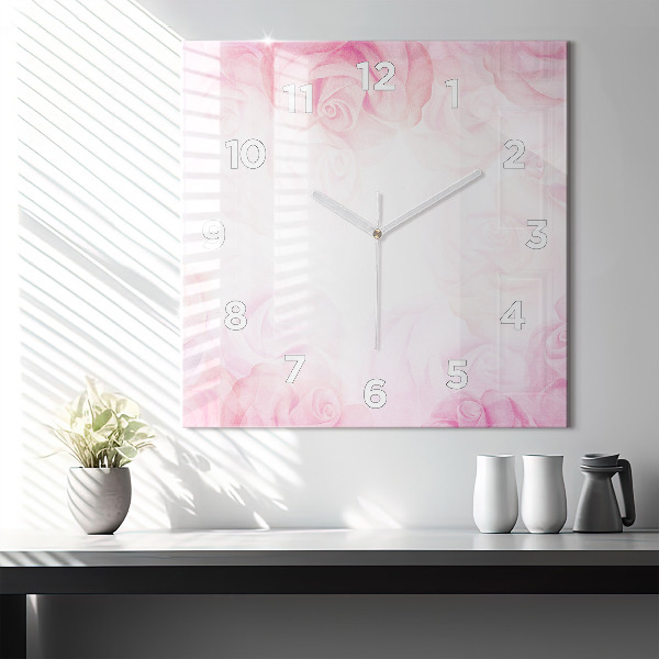 Square wall clock Roses abstract