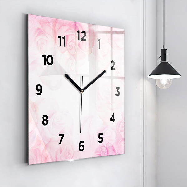 Square wall clock Roses abstract