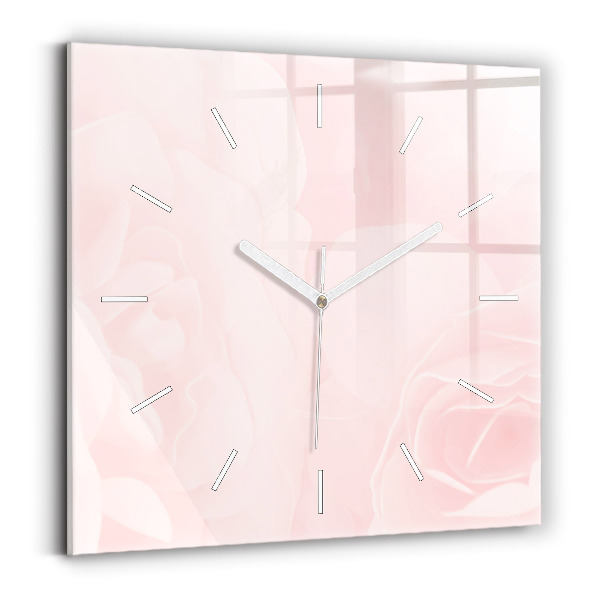Square wall clock Blooming roses