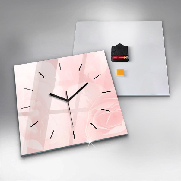 Square wall clock Blooming roses