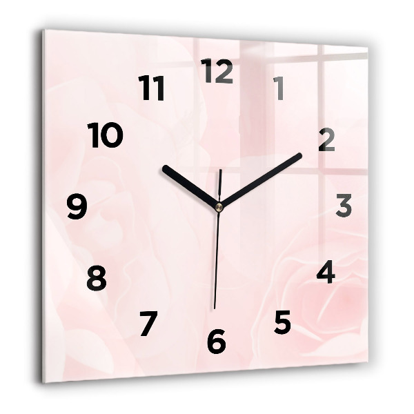 Square wall clock Blooming roses