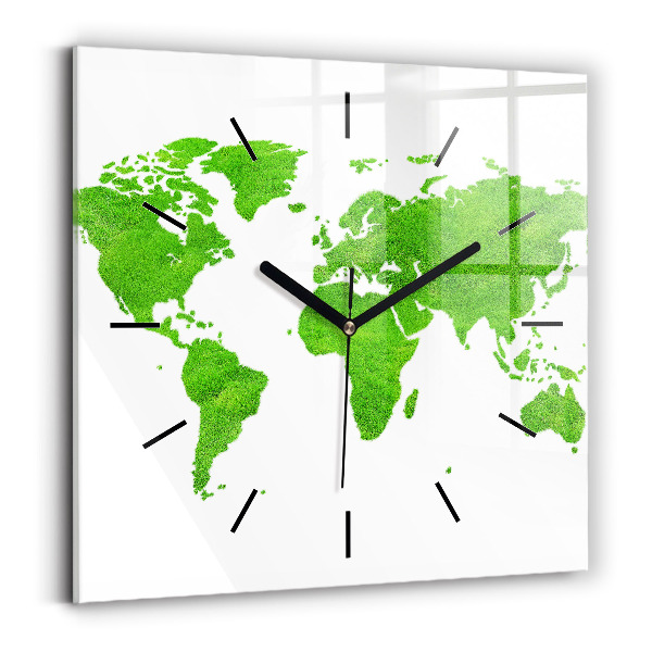 Square wall clock Green grass map