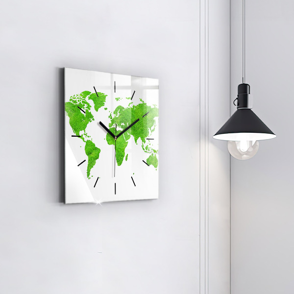 Square wall clock Green grass map