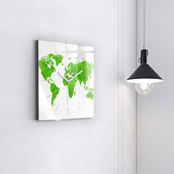 Square wall clock Green grass map