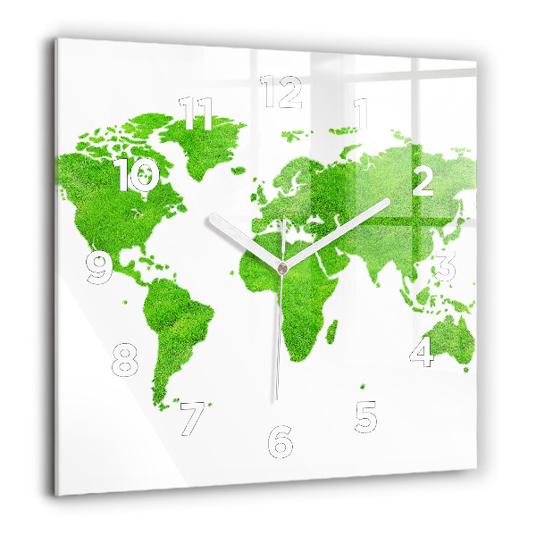 Square wall clock Green grass map