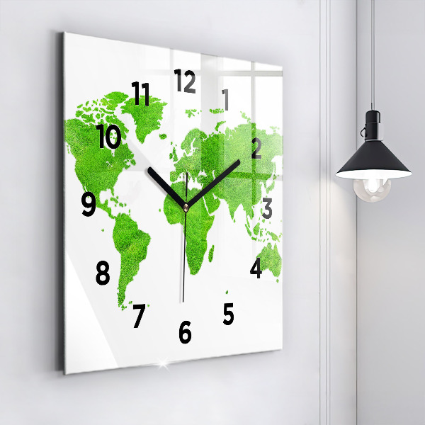 Square wall clock Green grass map