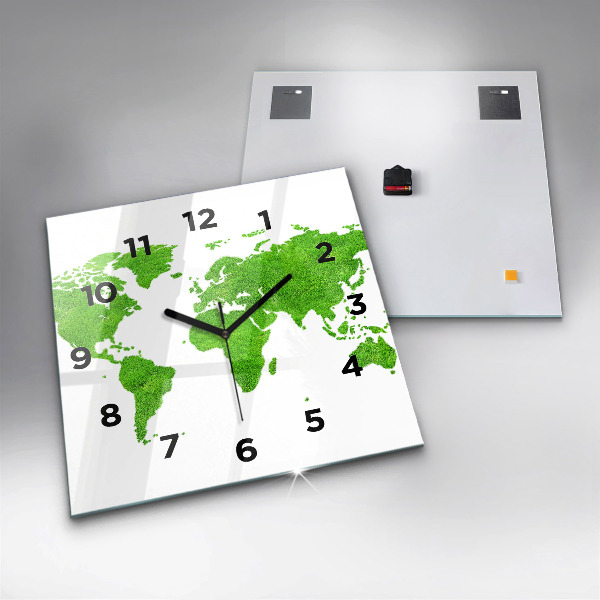 Square wall clock Green grass map