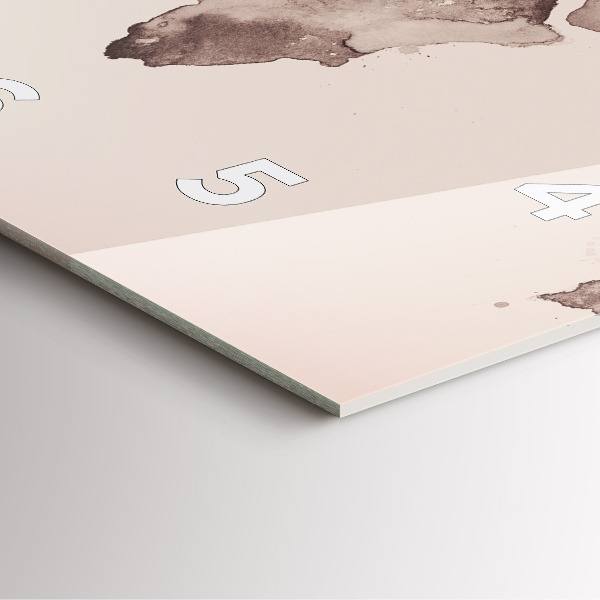 Square wall clock Watercolor world map