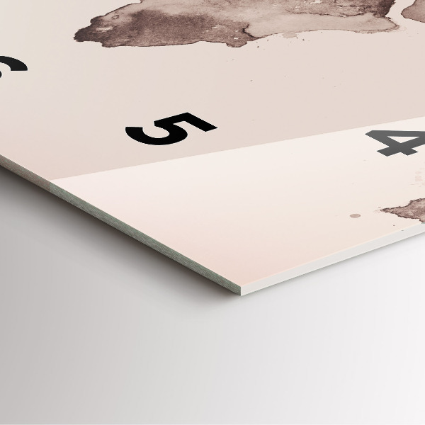 Square wall clock Watercolor world map