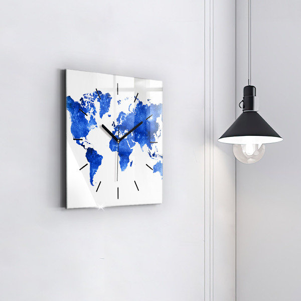 Square wall clock Space world map