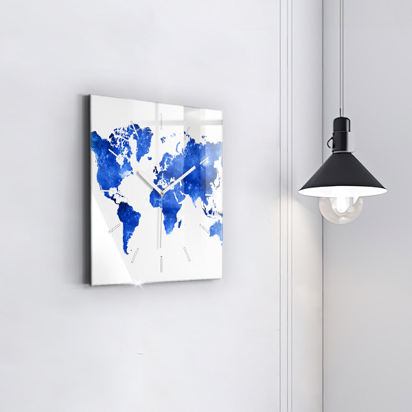 Square wall clock Space world map