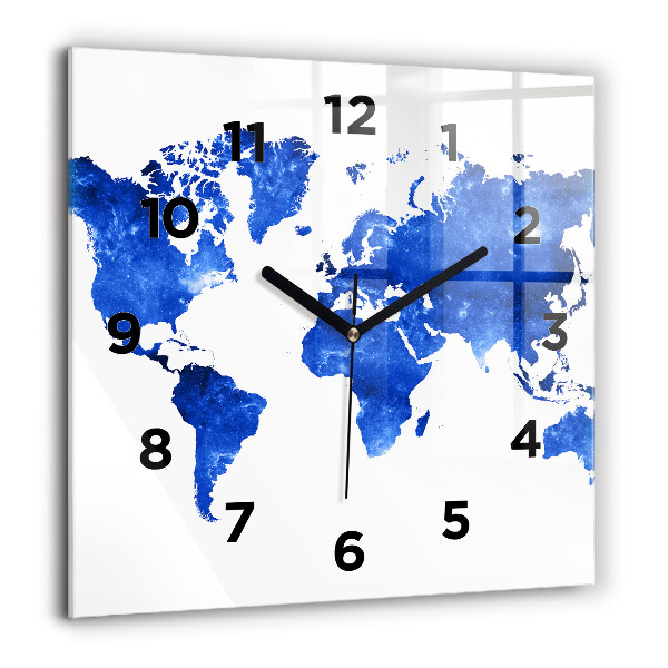 Square wall clock Space world map