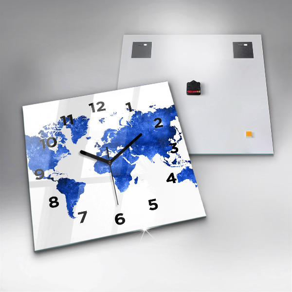 Square wall clock Space world map