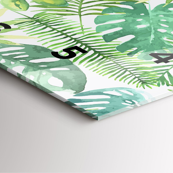 Square wall clock Green leaves