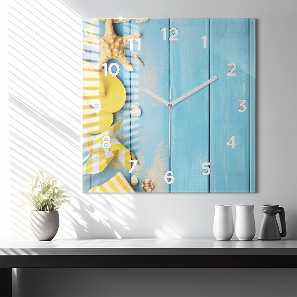Square wall clock Beach accessories and boards