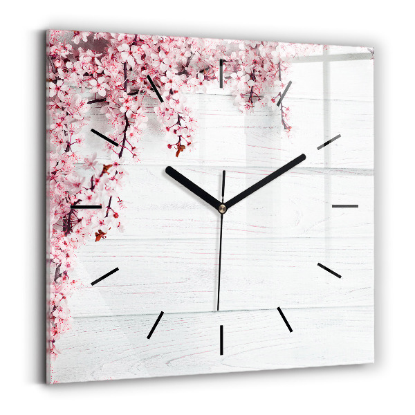 Square wall clock Spring flowers