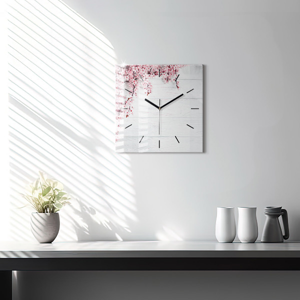 Square wall clock Spring flowers
