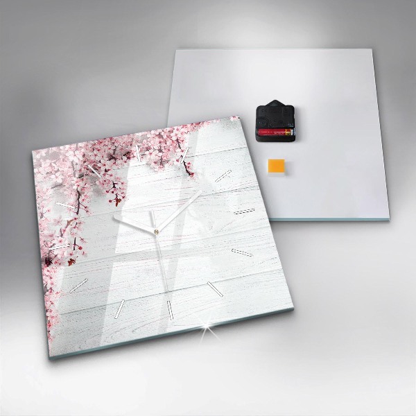 Square wall clock Spring flowers