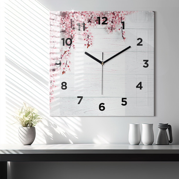 Square wall clock Spring flowers