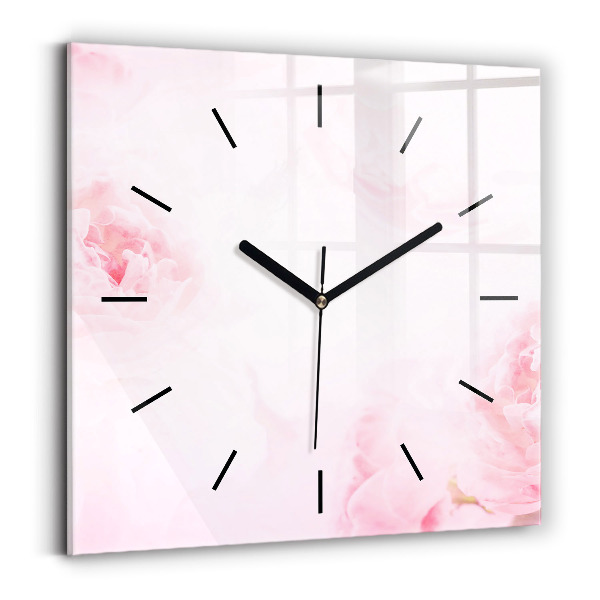 Square wall clock Blooming flowers