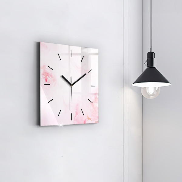 Square wall clock Blooming flowers
