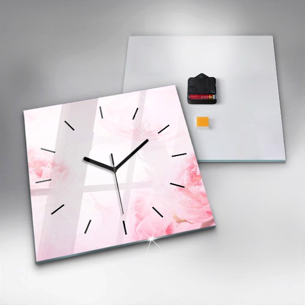 Square wall clock Blooming flowers