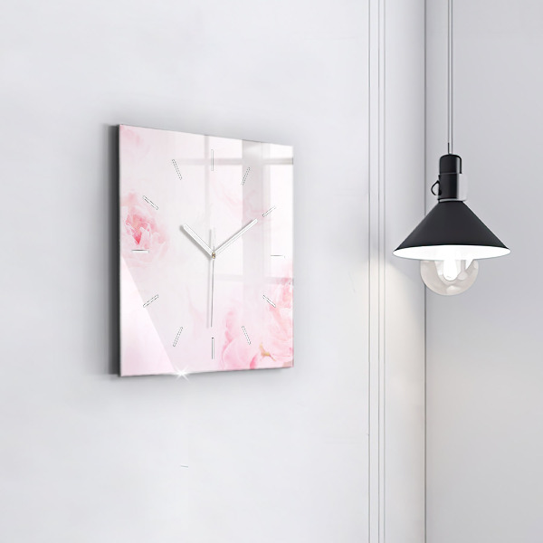 Square wall clock Blooming flowers
