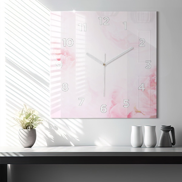 Square wall clock Blooming flowers