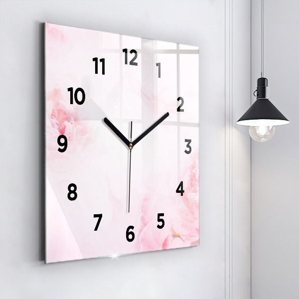 Square wall clock Blooming flowers
