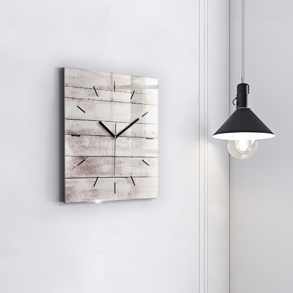 Square wall clock Light wood planks
