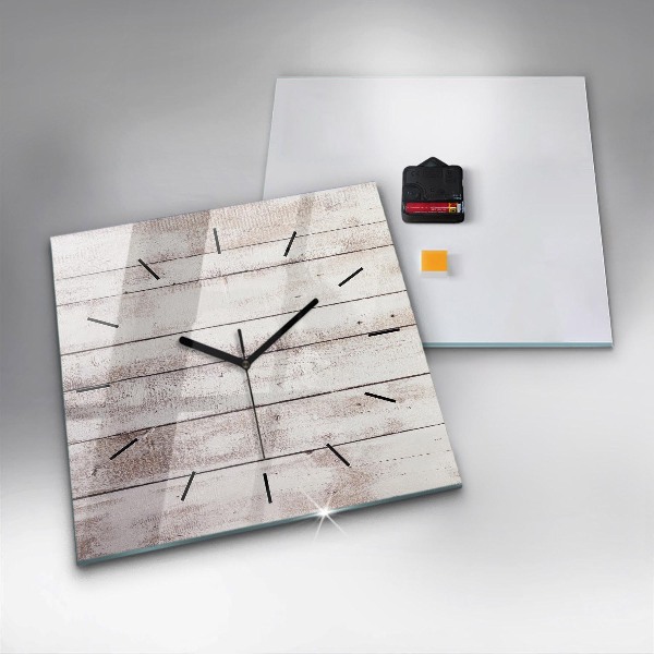 Square wall clock Light wood planks