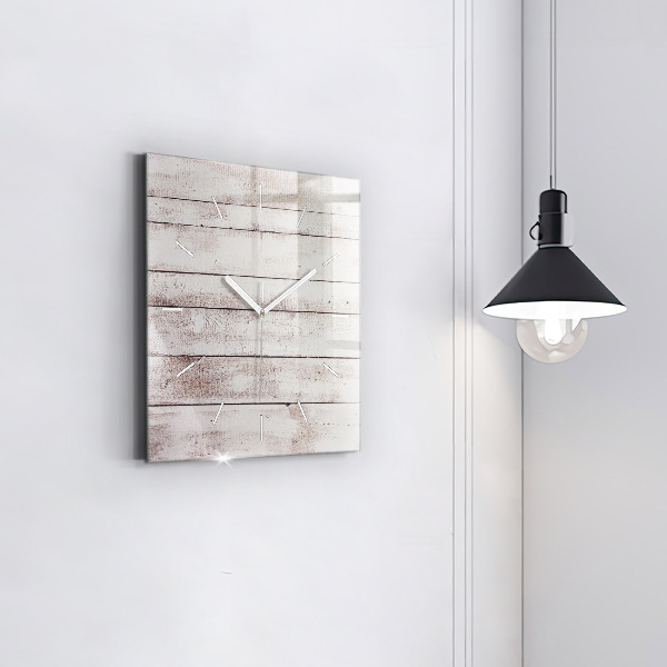 Square wall clock Light wood planks