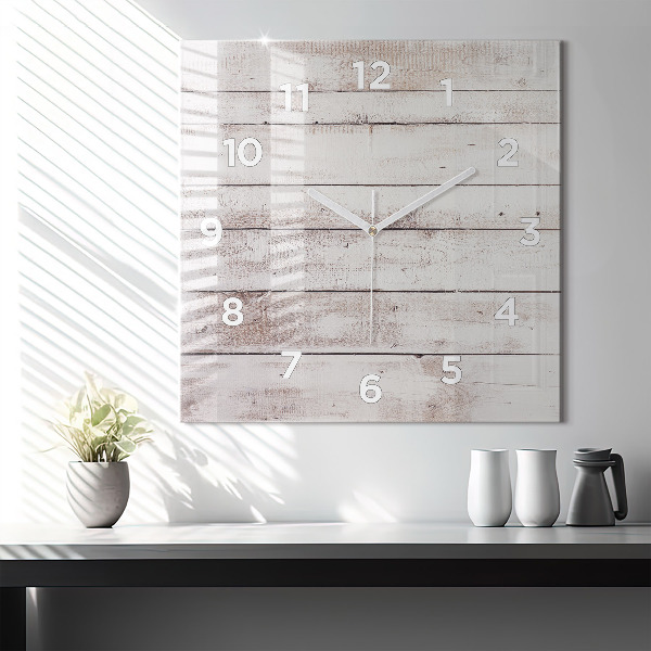 Square wall clock Light wood planks