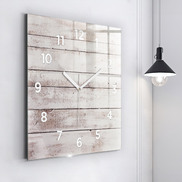 Square wall clock Light wood planks