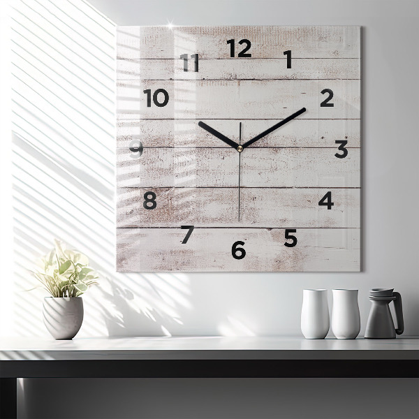 Square wall clock Light wood planks
