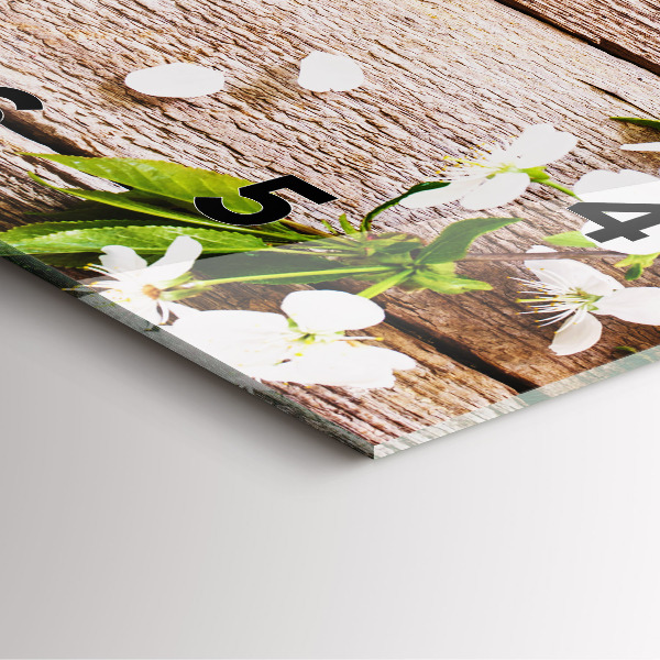 Square wall clock Flowers on wood