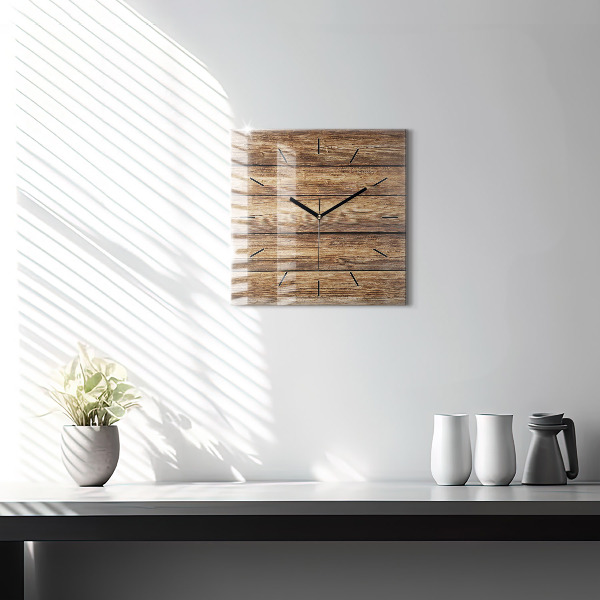 Square wall clock Wooden boards