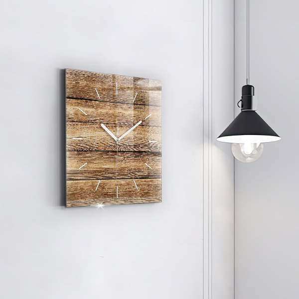 Square wall clock Wooden boards