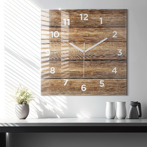 Square wall clock Wooden boards