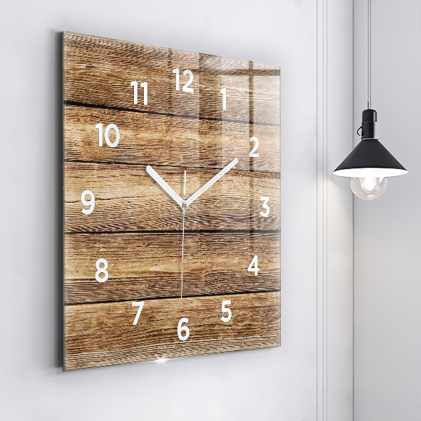 Square wall clock Wooden boards