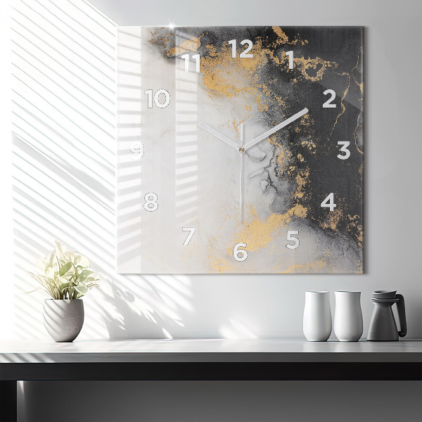 Square wall clock Artistic marble