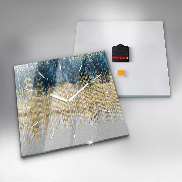 Square wall clock Decorative pattern and gold