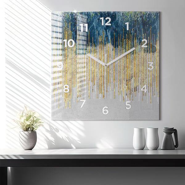 Square wall clock Decorative pattern and gold