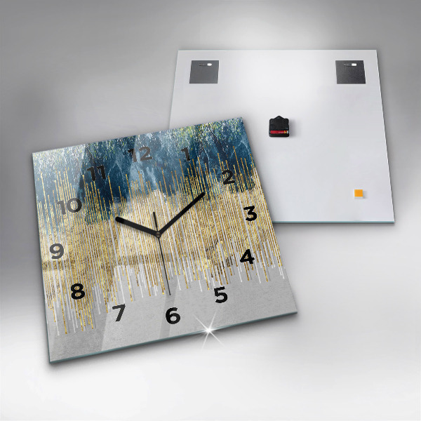 Square wall clock Decorative pattern and gold