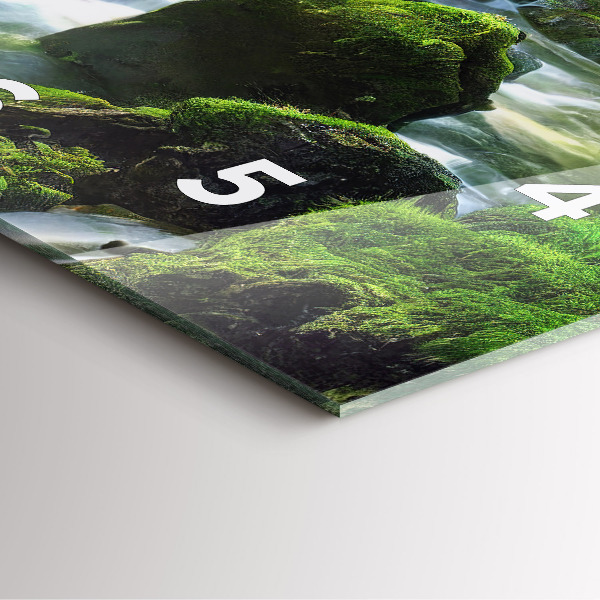 Square wall clock Waterfall and rocks