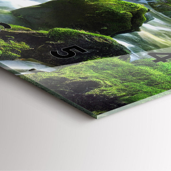 Square wall clock Waterfall and rocks
